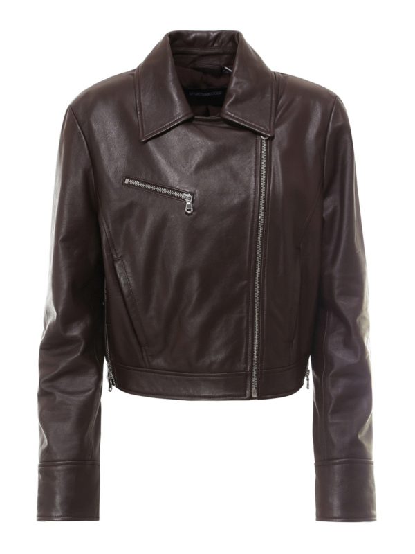 Leather jacket Sportmax - Asymmetric zip leather jacket - 74460206600003