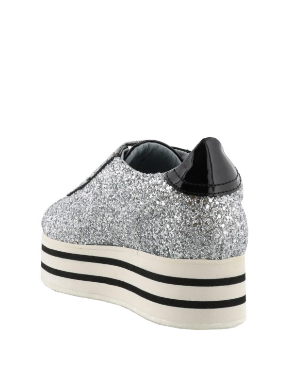 silver glitter platform sneakers
