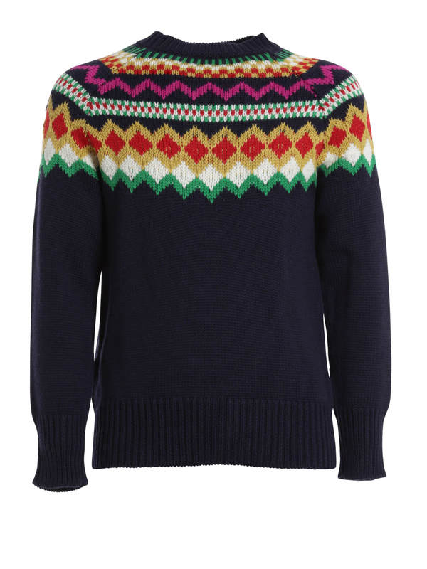 Intarsia round neck sweater 