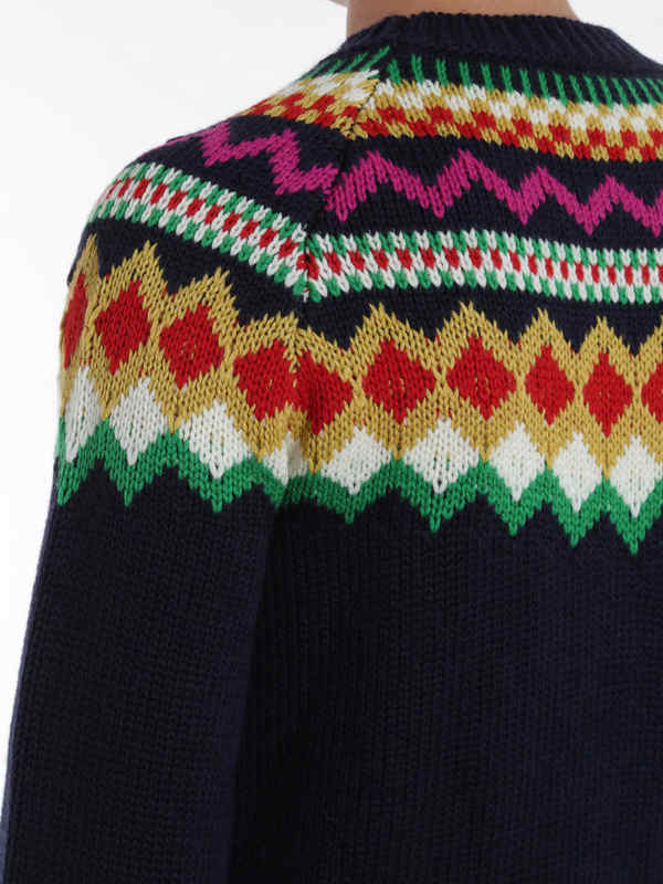 Intarsia round neck sweater 
