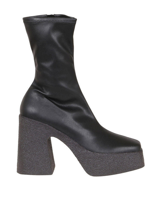 faux leather platform ankle boot with block heel