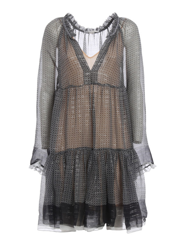 Stella Mccartney - Lurex and silk eclectic dress - cocktail dresses ...