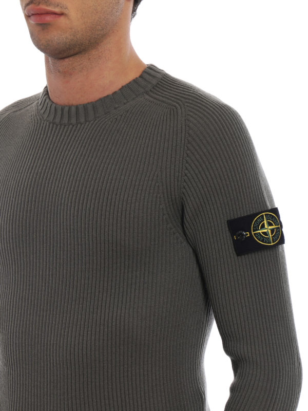 olive green stone island jumper