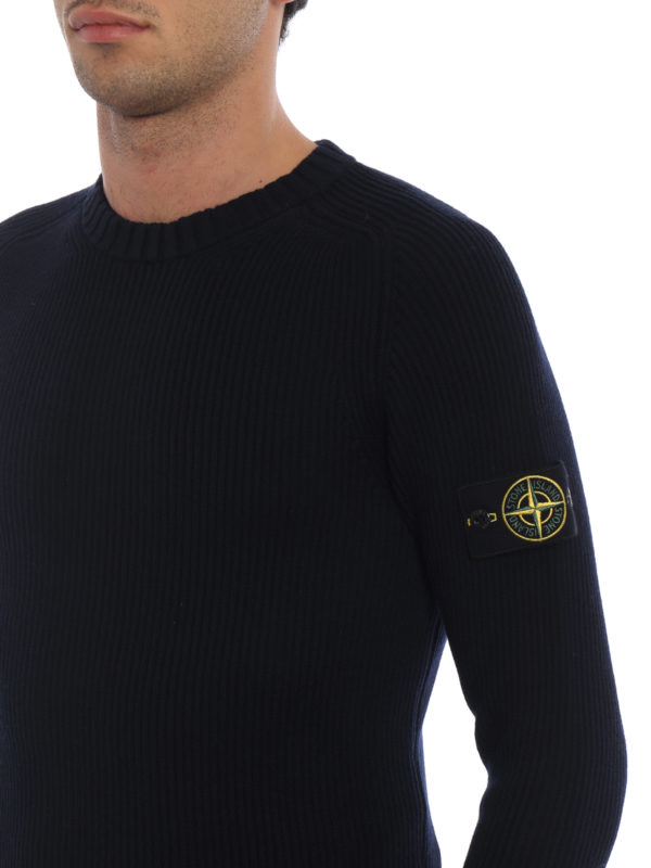 Sailor style blue wool sweater 