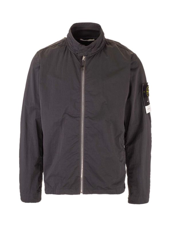 Casual jackets Stone Island - Logo patch jacket in charcoal ...