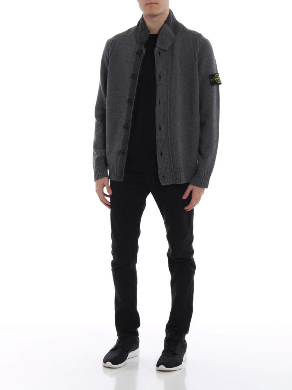 stone island cardigan grey