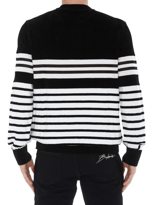 Striped crew neck sweater with logo 