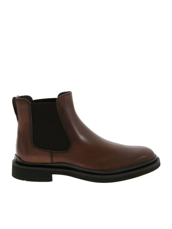 brown leather chelsea ankle boots