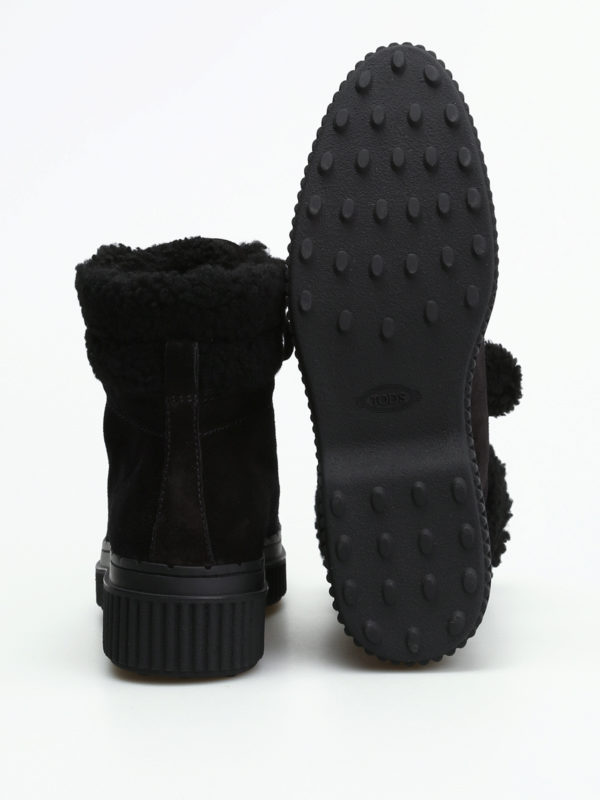 black shearling booties