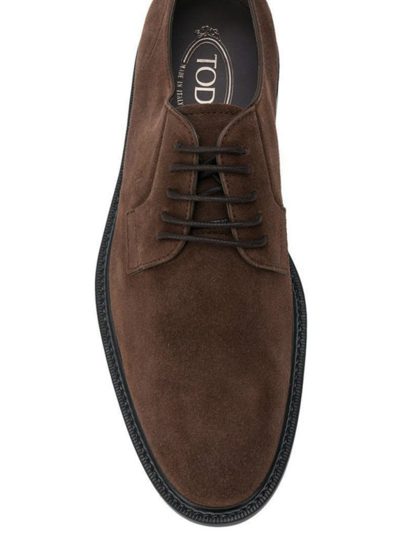 Brown suede lace-up Derby shoes 