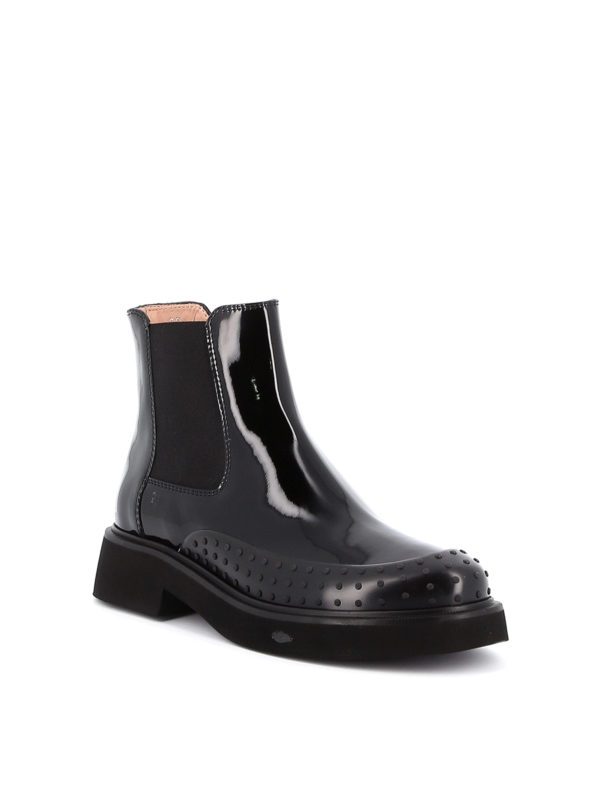 Black patent leather ankle boots 