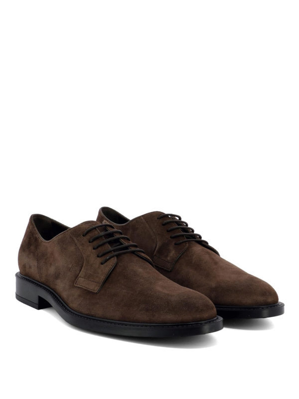 Brown suede lace-up Derby shoes 