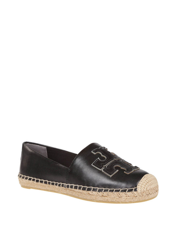 tory burch black leather espadrilles