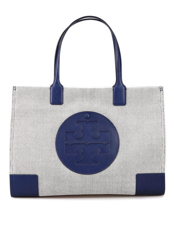 Totes bags Tory Burch - Ella maxi logo blue canvas tote bag - 45209410