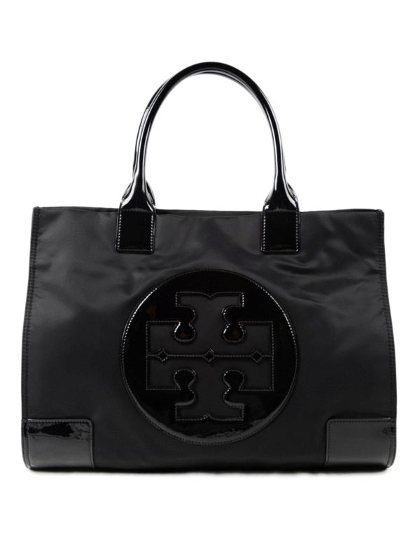 ella mini patent leather trimmed nylon tote