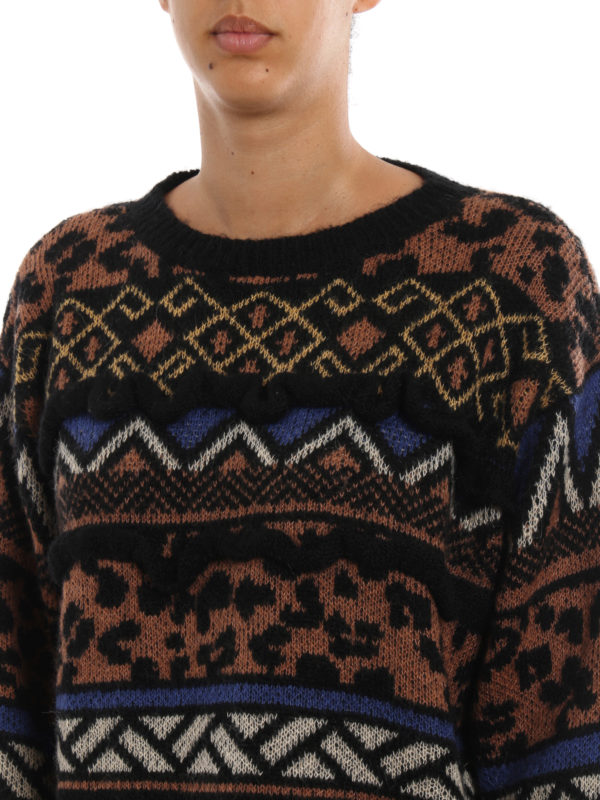 Geometrical pattern ruched sweater 