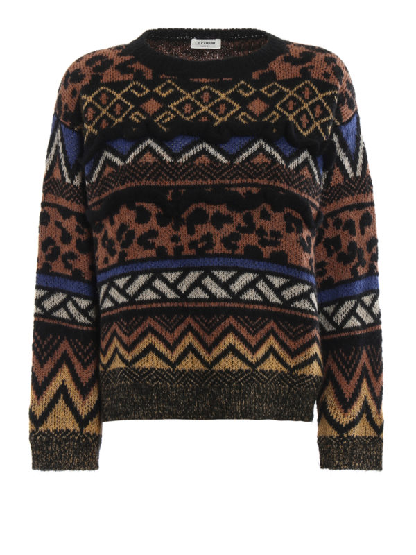 Geometrical pattern ruched sweater 