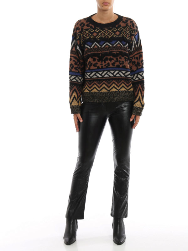 Geometrical pattern ruched sweater 