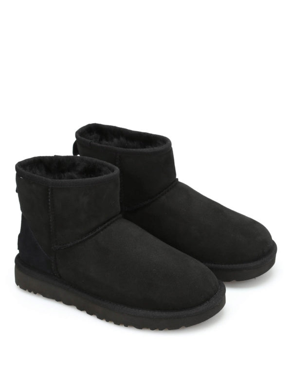 black shearling ankle boots