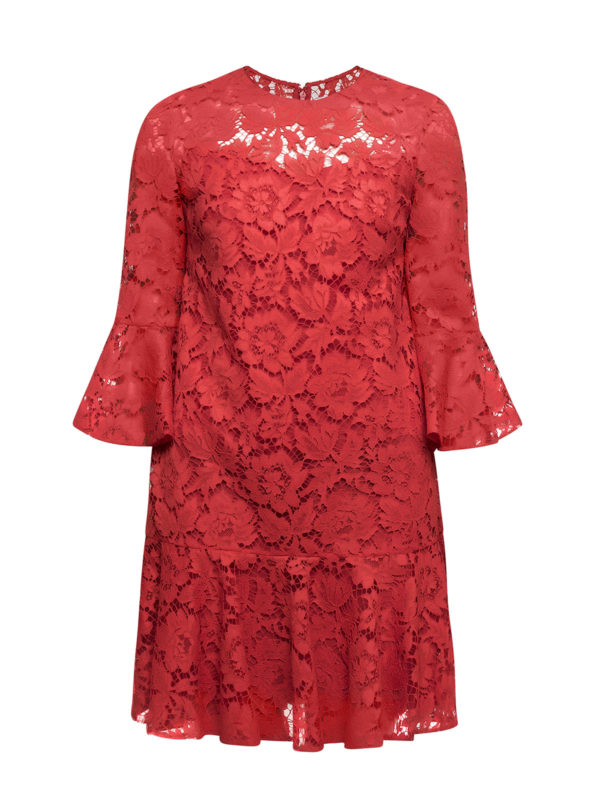Heavy Lace bell sleeve short dress 