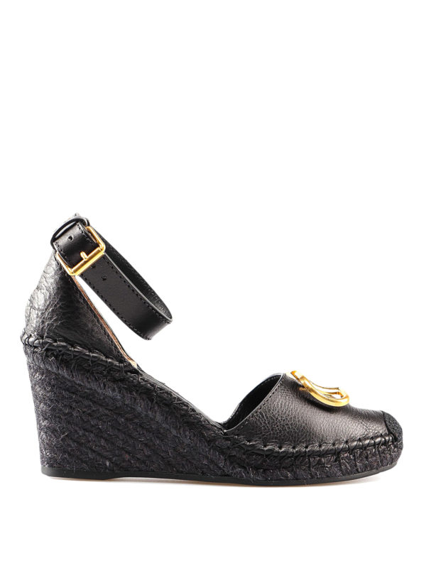 valentino black wedge espadrilles