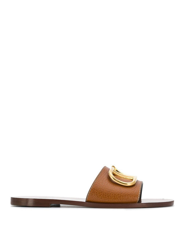 valentino garavani vlogo leather slide sandals