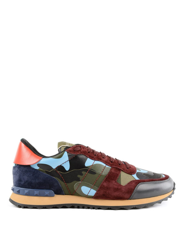 valentino garavani rockrunner camouflage suede sneakers