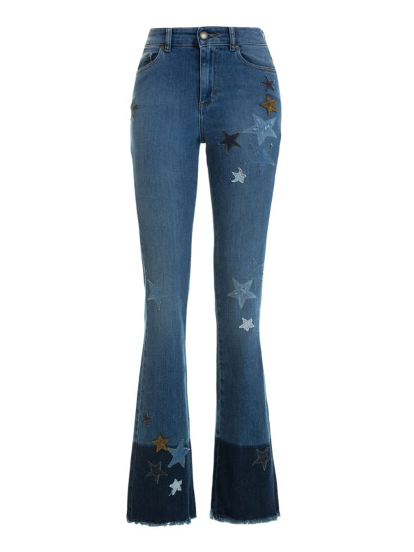Valentino Red - Denim star patches flared jeans - flared jeans ...