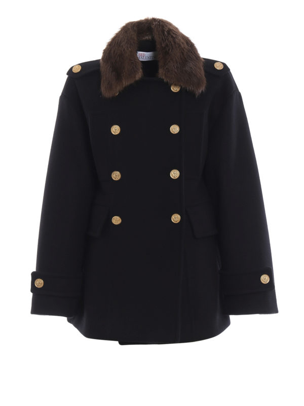 pea coats with fur collar