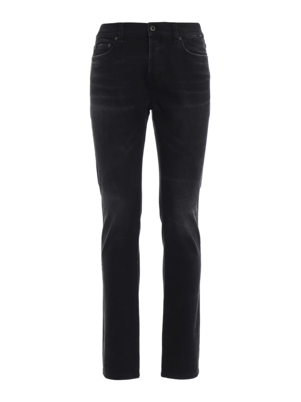 Skinny jeans Valentino - Skinny jeans with leather VLTN label ...