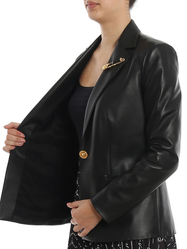 versace leather coat