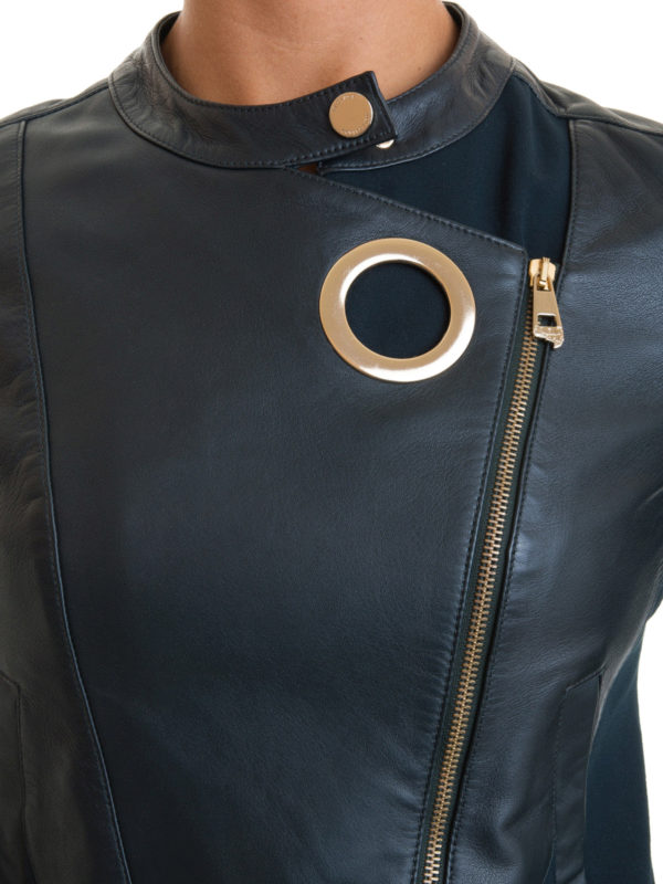 Leather and fabric crop jacket 