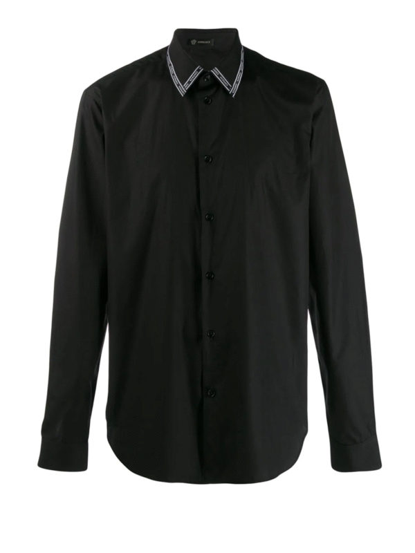 Shirts Versace - Logo detailed collar black shirt - A81521A230231A008