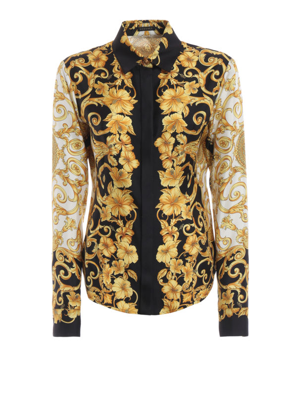 Shirts Versace Versace Baroque Print Silk Shirt A81332a228617a7900