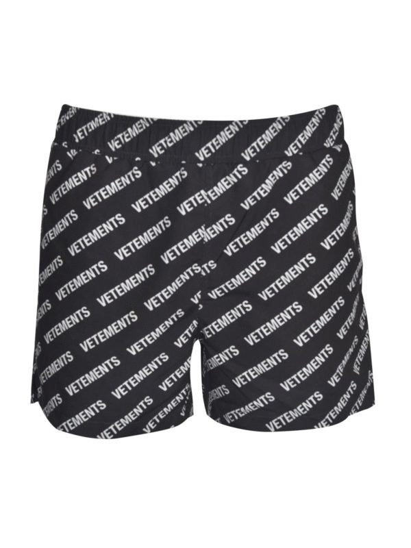 All-over logo swim trunks in black and white