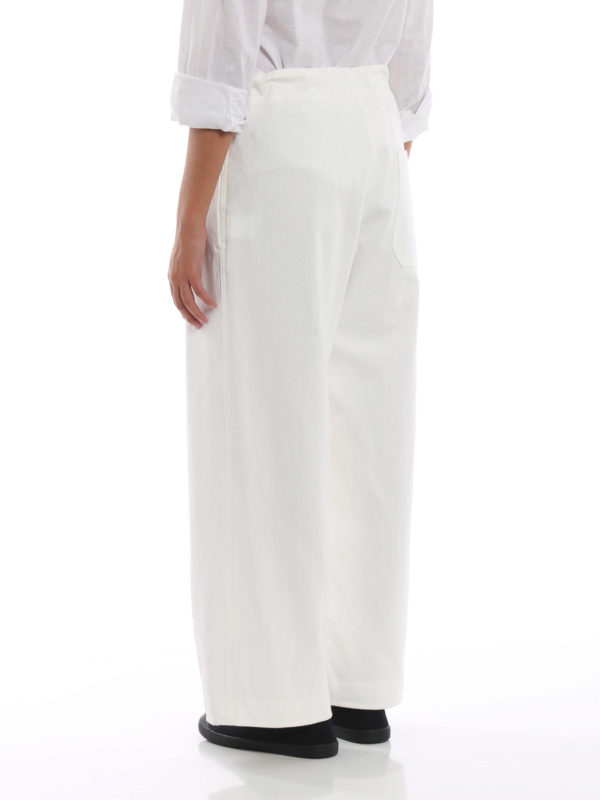 white cotton wide leg trousers