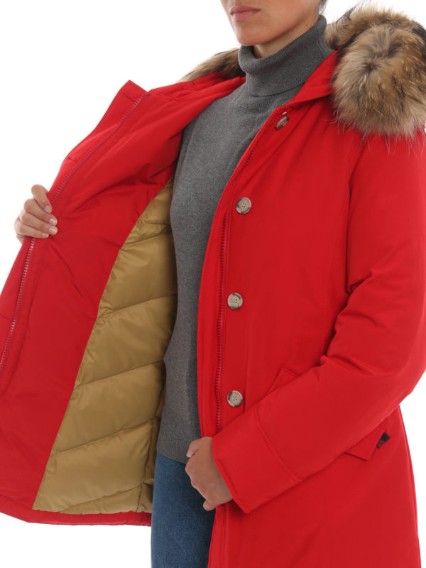 padded coat red