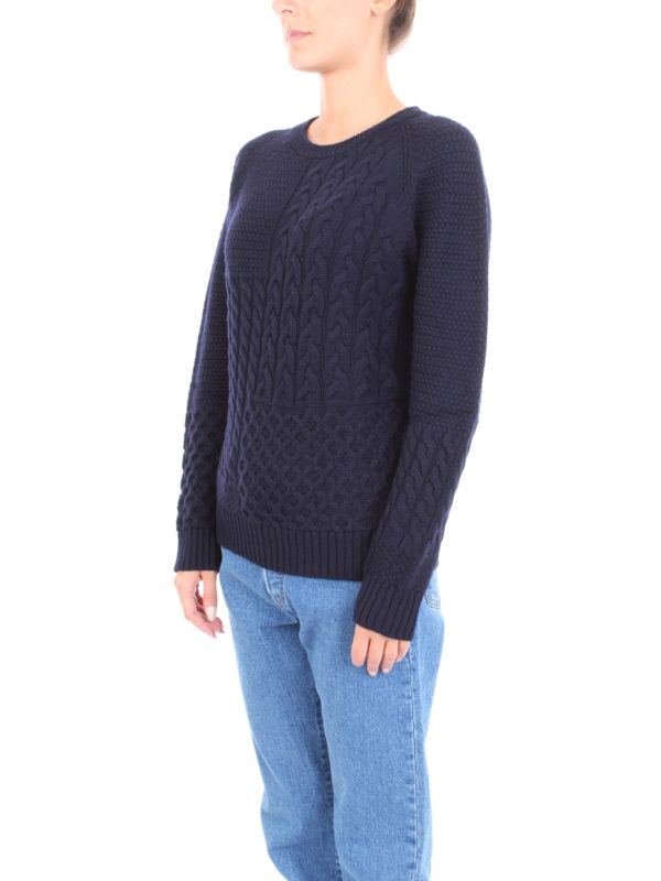 blue cable knit sweater womens