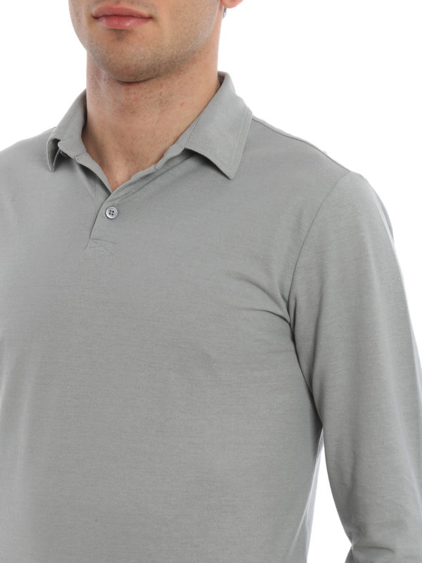 mens grey long sleeve polo shirt