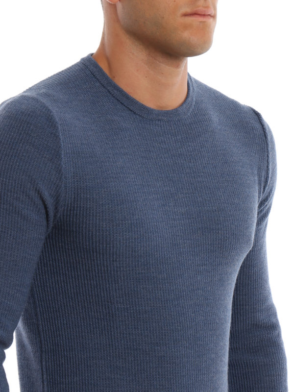 light blue ribbed sweater