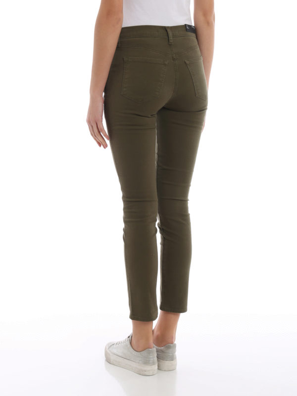 Zoie army green stretch cotton jeans 