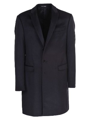 EMPORIO ARMANI: knee length coats - Cashmere coat in blue