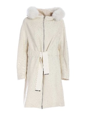 white knee length coat