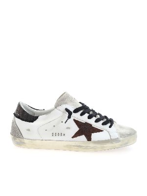 GOLDEN GOOSE: trainers - Superstar sneakers in white and brown