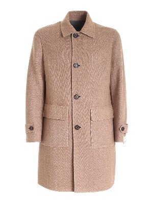 ELEVENTY: knee length coats - Reversible coat in brown and grey