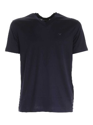 EMPORIO ARMANI: t-shirts - Logo T-shirt in blue