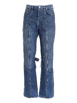 KENZO: straight leg jeans - Apron bow jeans