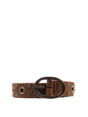 MASSIMO ALBA: belts - Suede studded belt with buckle