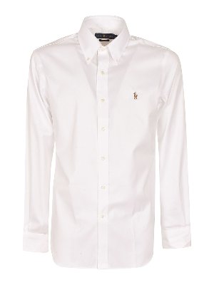 white long sleeve polo button down