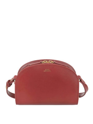 A.P.C.: borse a tracolla - Borsa bordeaux a mezza luna in pelle